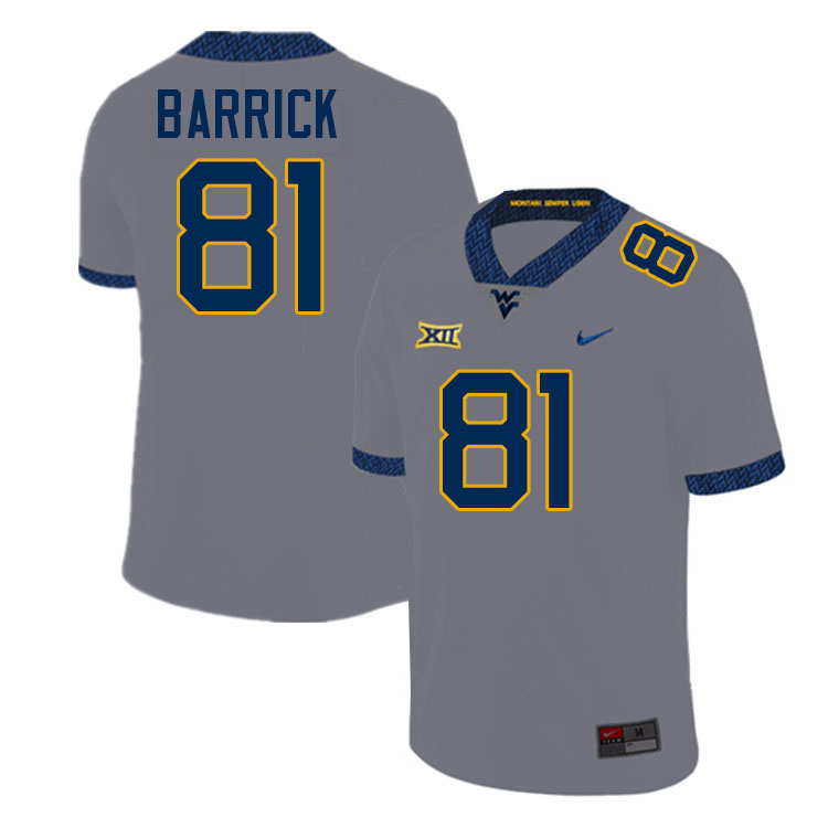 Jacob Barrick WVU Jersey,West Virginia Mountaineers #81 Jacob Barrick Jersey Youth College-Grey